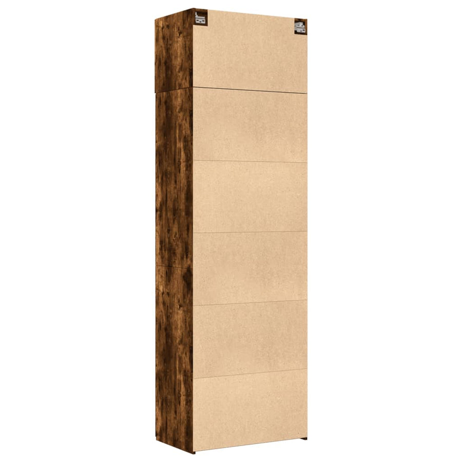 Opbergkast 70x42,5x225 cm bewerkt hout gerookt eikenkleur