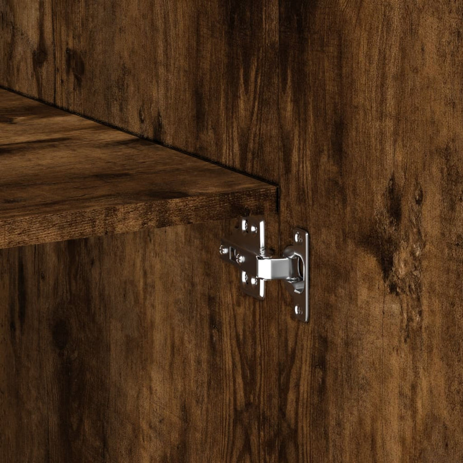 Opbergkast 70x42,5x225 cm bewerkt hout gerookt eikenkleur