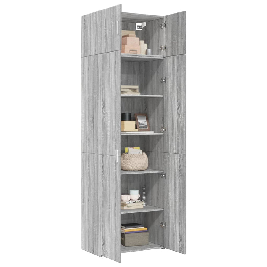 Opbergkast 70x42,5x225 cm bewerkt hout grijs sonoma eikenkleur