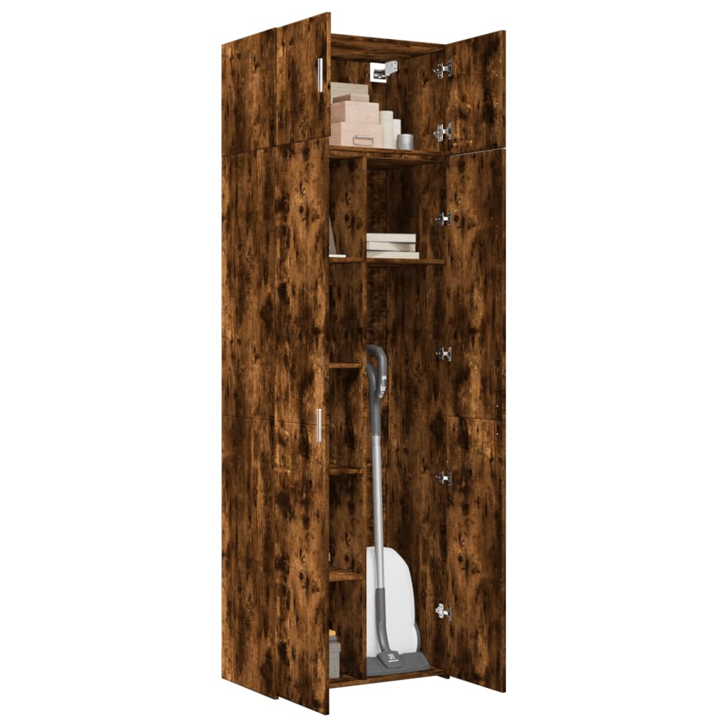Opbergkast 70x42,5x225 cm bewerkt hout gerookt eikenkleur