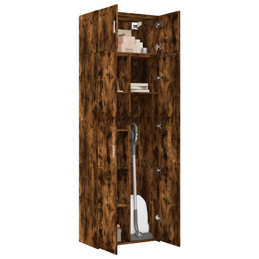 Opbergkast 70x42,5x225 cm bewerkt hout gerookt eikenkleur