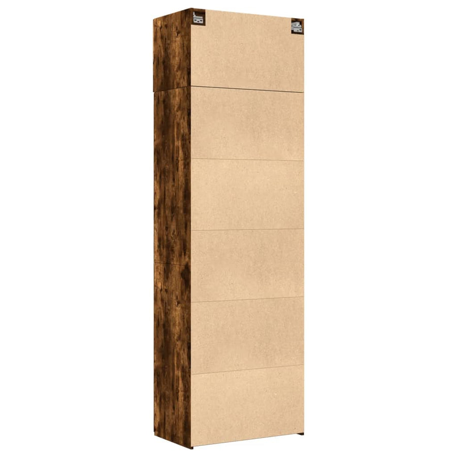 Opbergkast 70x42,5x225 cm bewerkt hout gerookt eikenkleur