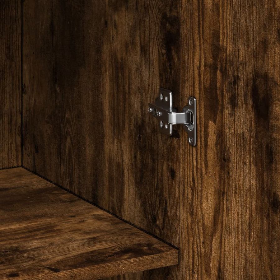 Opbergkast 70x42,5x225 cm bewerkt hout gerookt eikenkleur