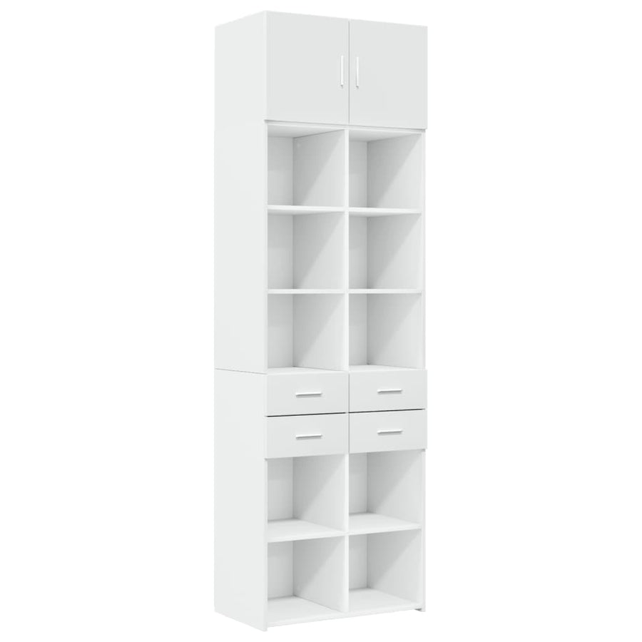 Opbergkast 70x42,5x225 cm bewerkt hout wit
