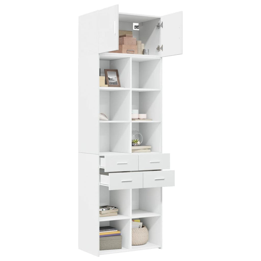 Opbergkast 70x42,5x225 cm bewerkt hout wit