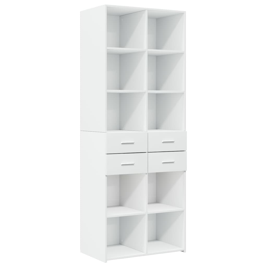 Opbergkast 70x42,5x225 cm bewerkt hout wit