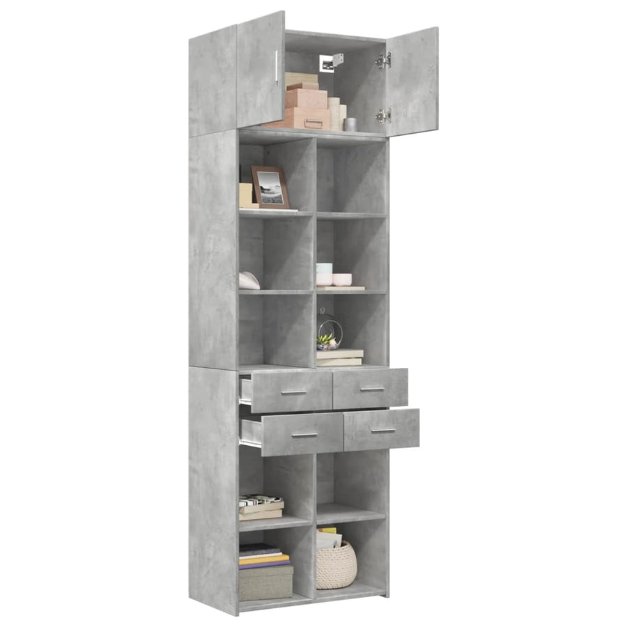 Opbergkast 70x42,5x225 cm bewerkt hout betongrijs