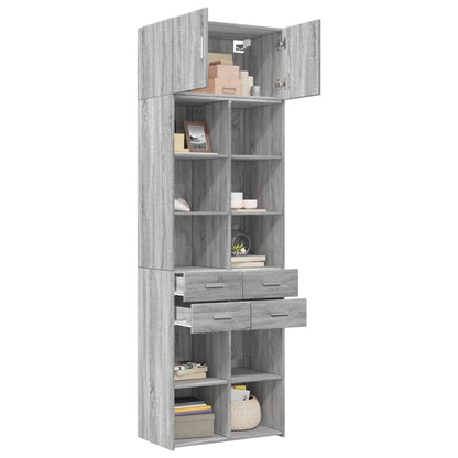 Opbergkast 70x42,5x225 cm bewerkt hout grijs sonoma eikenkleur