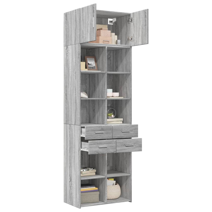 Opbergkast 70x42,5x225 cm bewerkt hout grijs sonoma eikenkleur