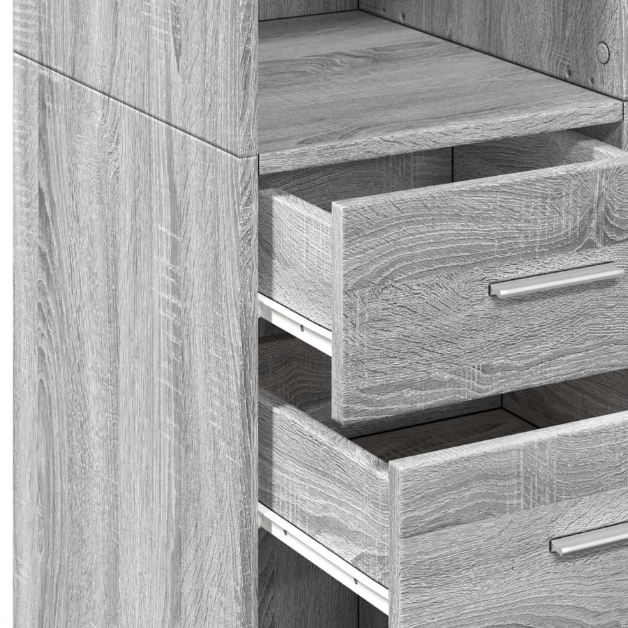 Opbergkast 70x42,5x225 cm bewerkt hout grijs sonoma eikenkleur