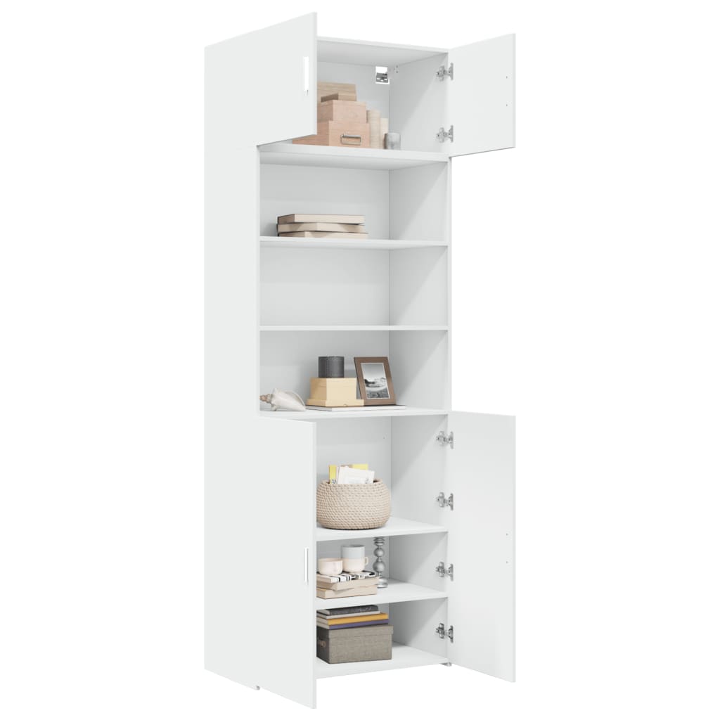 Opbergkast 80X42,5X225 Cm Bewerkt Hout Wit