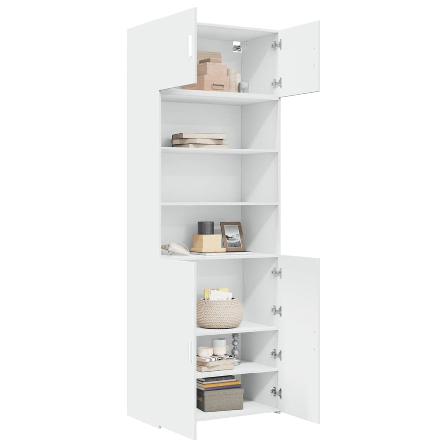 Opbergkast 80X42,5X225 Cm Bewerkt Hout Wit