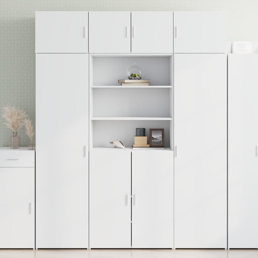 Opbergkast 80X42,5X225 Cm Bewerkt Hout Wit