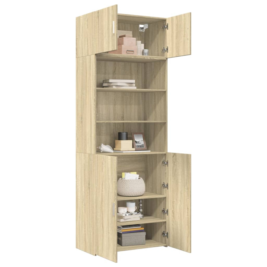 Opbergkast 80X42,5X225 Cm Bewerkt Hout Kleurig Sonoma eiken