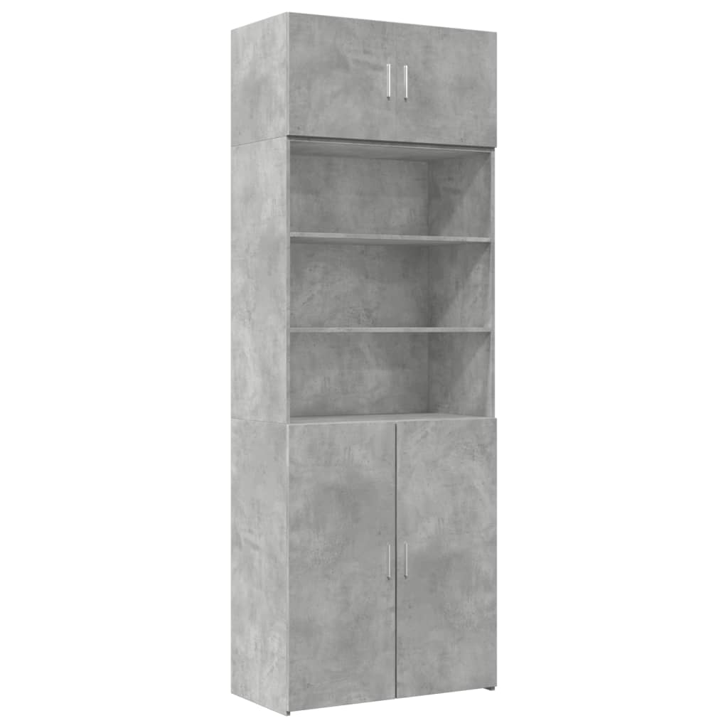 Opbergkast 80X42,5X225 Cm Bewerkt Hout Betongrijs