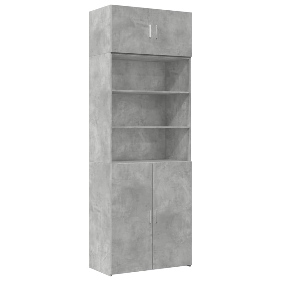 Opbergkast 80X42,5X225 Cm Bewerkt Hout Betongrijs