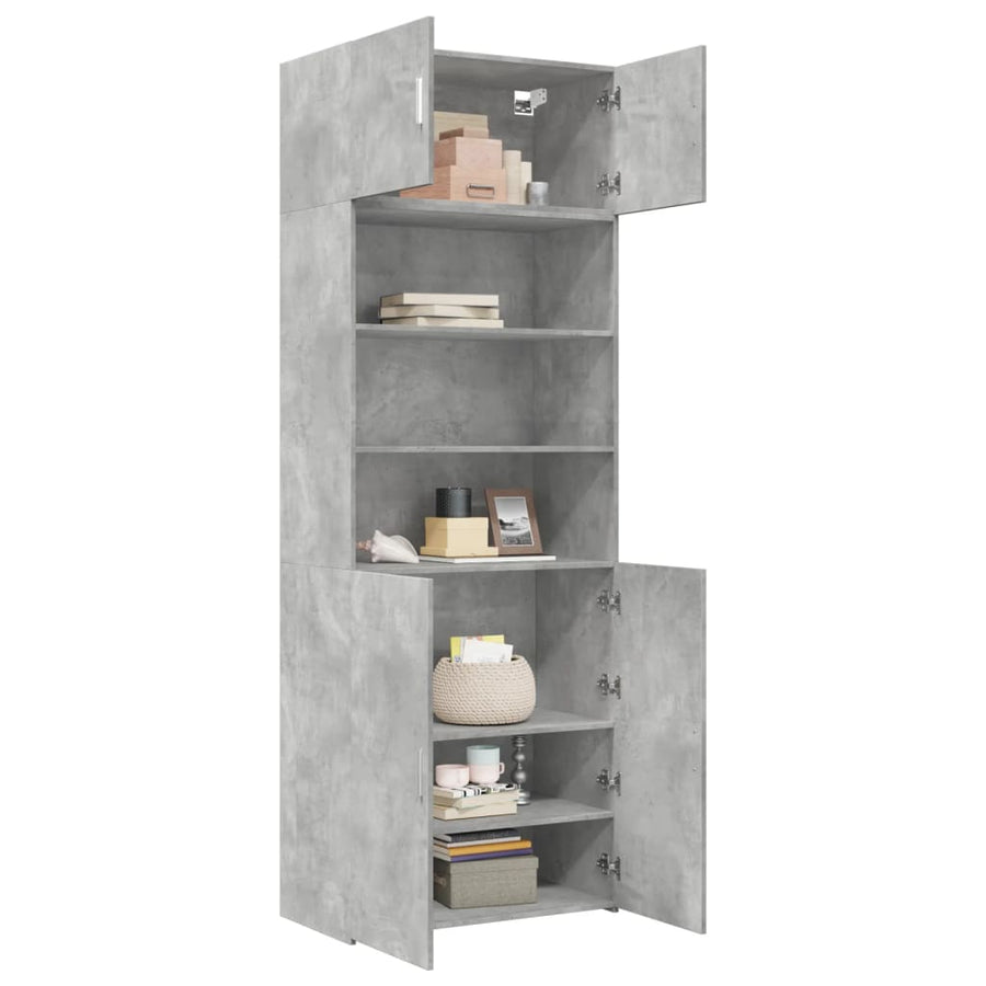 Opbergkast 80X42,5X225 Cm Bewerkt Hout Betongrijs