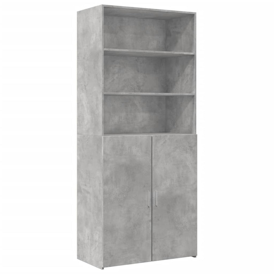 Opbergkast 80X42,5X225 Cm Bewerkt Hout Betongrijs
