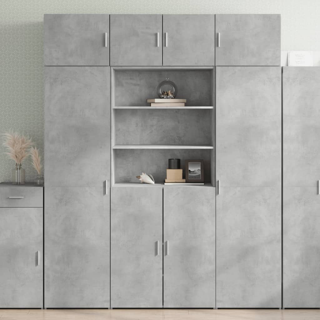 Opbergkast 80X42,5X225 Cm Bewerkt Hout Betongrijs
