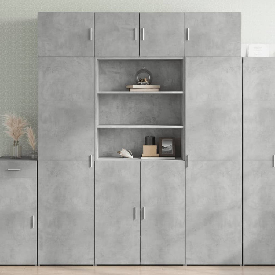Opbergkast 80X42,5X225 Cm Bewerkt Hout Betongrijs
