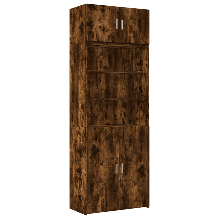 Opbergkast 80X42,5X225 Cm Bewerkt Hout Kleur 1 80 x 42.5 x 225 cm Gerookt eiken