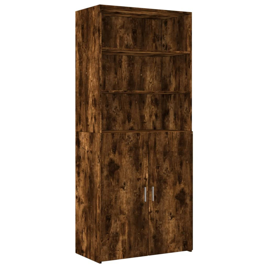 Opbergkast 80X42,5X225 Cm Bewerkt Hout Kleur 1 80 x 42.5 x 225 cm Gerookt eiken
