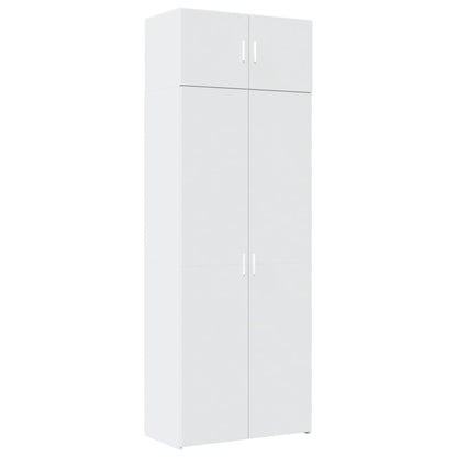 Opbergkast 80X42,5X225 Cm Bewerkt Hout Wit