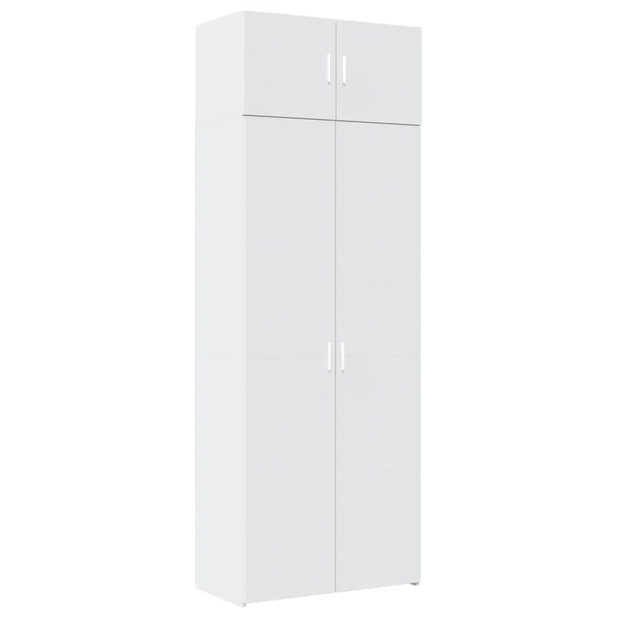 Opbergkast 80X42,5X225 Cm Bewerkt Hout Wit