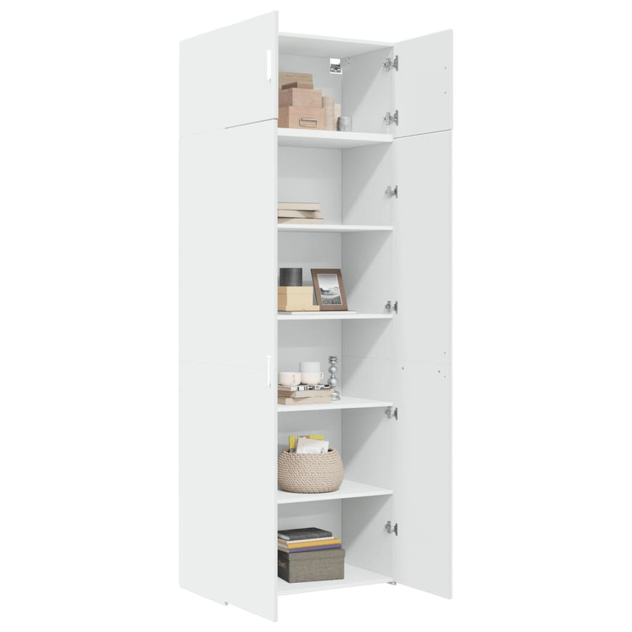 Opbergkast 80X42,5X225 Cm Bewerkt Hout Wit