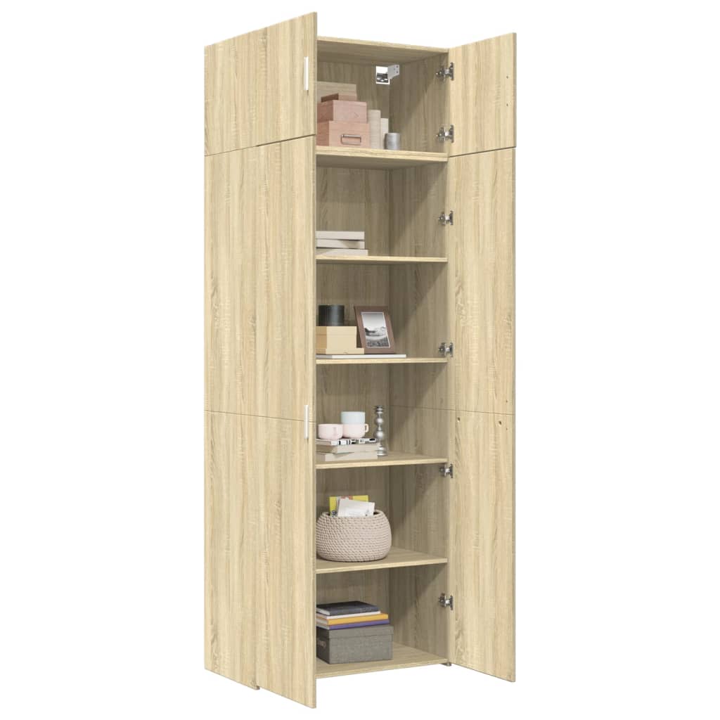 Opbergkast 80x42,5x225 cm bewerkt hout sonoma eikenkleurig