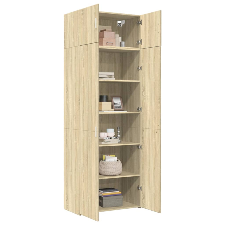 Opbergkast 80x42,5x225 cm bewerkt hout sonoma eikenkleurig