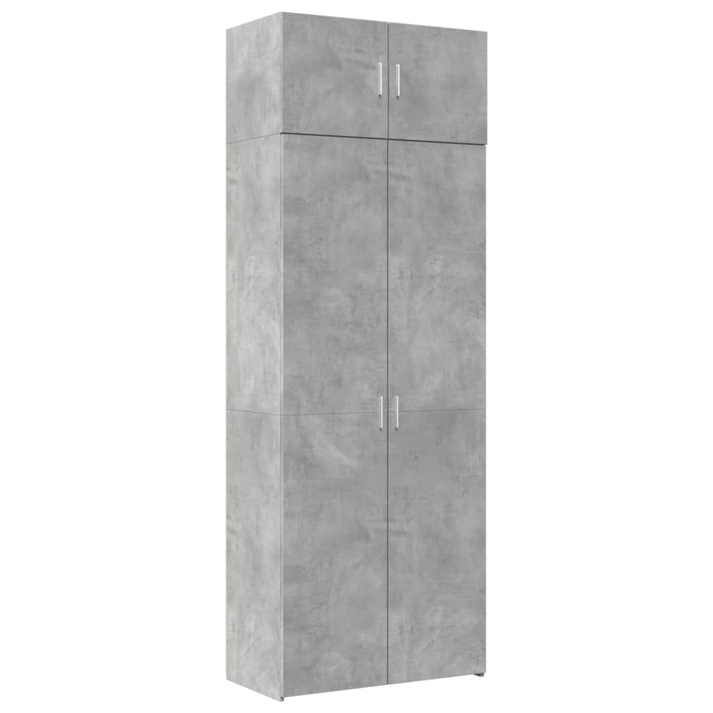 Opbergkast 80X42,5X225 Cm Bewerkt Hout Betongrijs