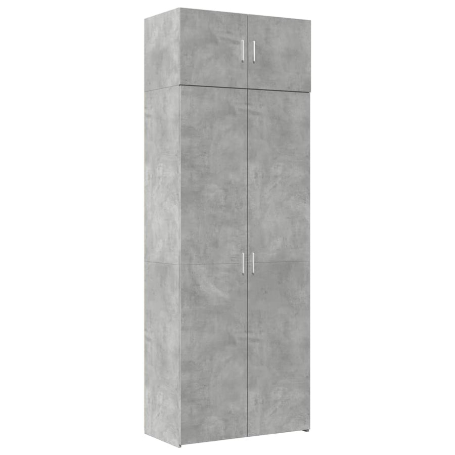 Opbergkast 80X42,5X225 Cm Bewerkt Hout Betongrijs