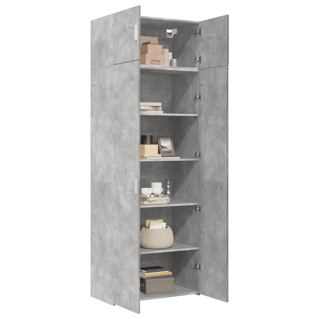 Opbergkast 80X42,5X225 Cm Bewerkt Hout Betongrijs