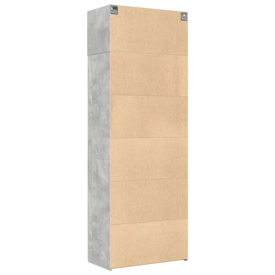 Opbergkast 80X42,5X225 Cm Bewerkt Hout Betongrijs