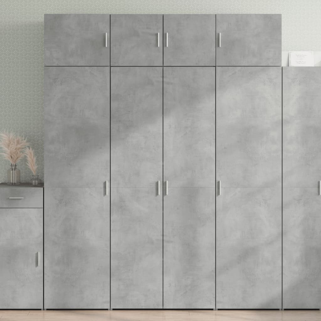 Opbergkast 80X42,5X225 Cm Bewerkt Hout Betongrijs