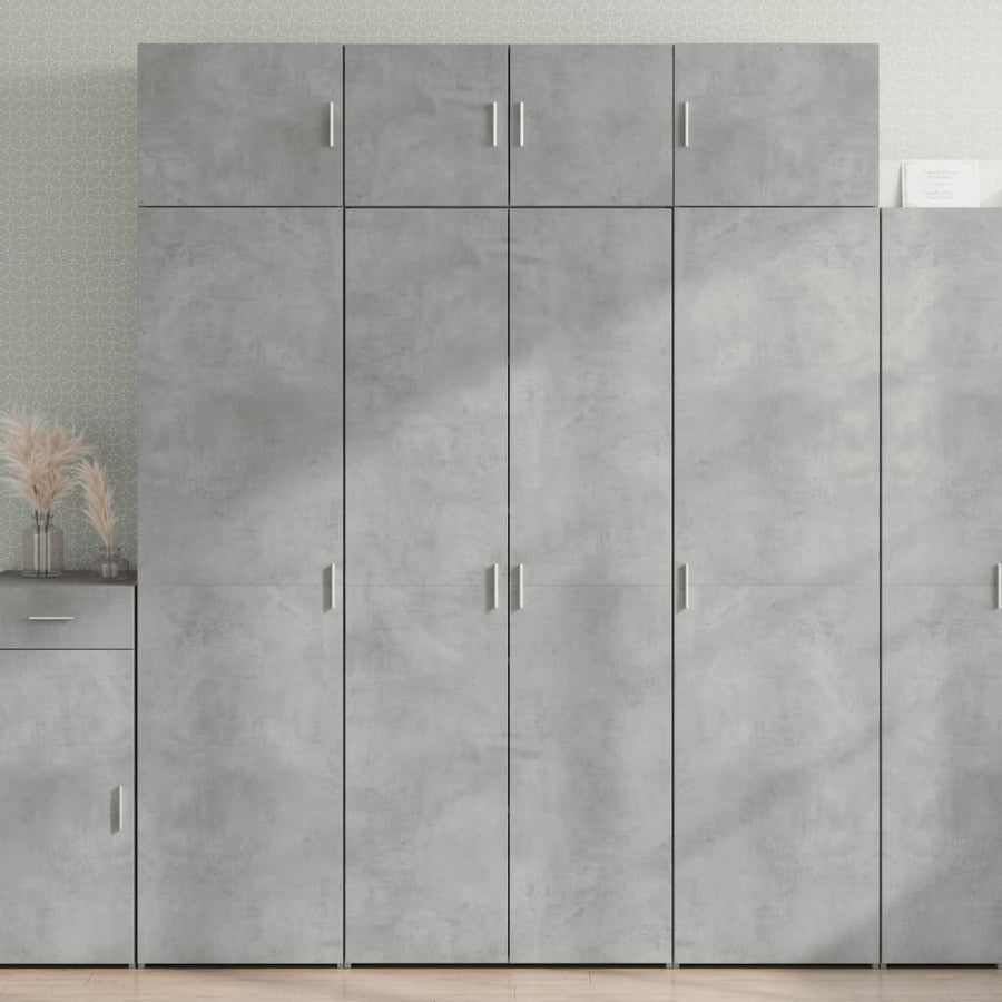 Opbergkast 80X42,5X225 Cm Bewerkt Hout Betongrijs