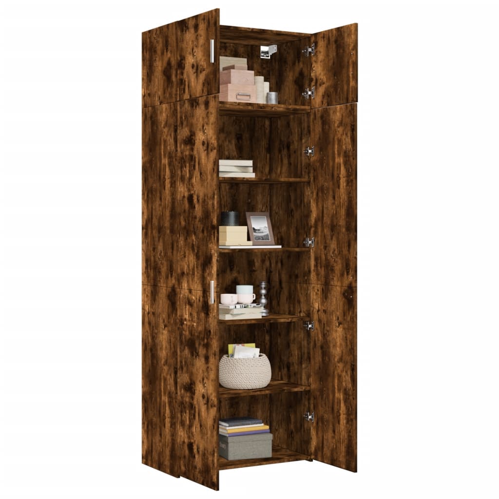 Opbergkast 80X42,5X225 Cm Bewerkt Hout Kleur 1 80 x 42.5 x 225 cm Gerookt eiken