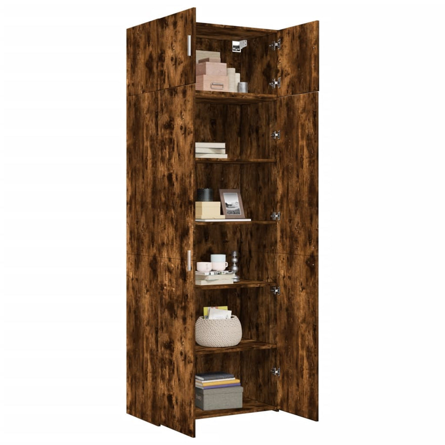 Opbergkast 80X42,5X225 Cm Bewerkt Hout Kleur 1 80 x 42.5 x 225 cm Gerookt eiken