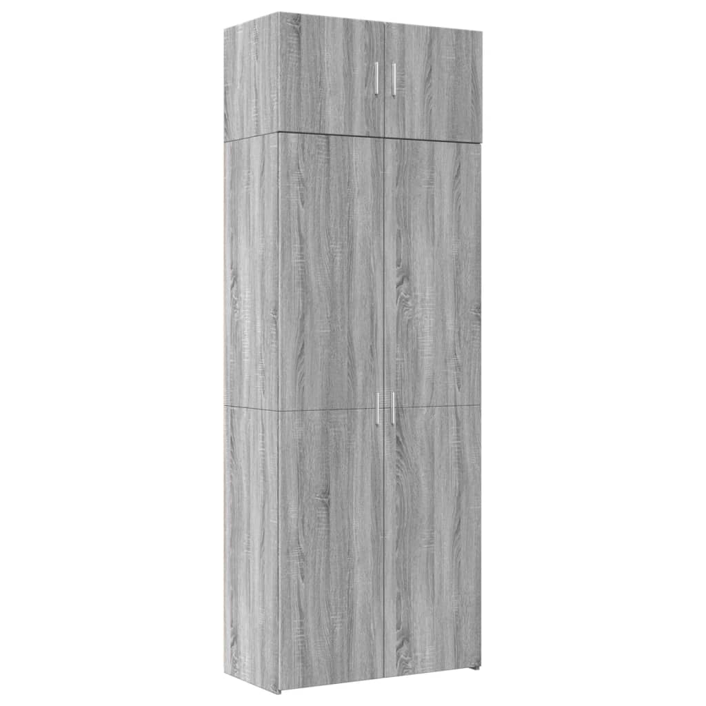 Opbergkast 80X42,5X225 Cm Bewerkt Hout Eikenkleur 1 80 x 42.5 x 225 cm Grijs sonoma