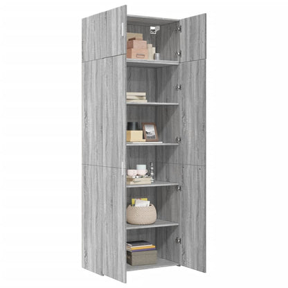 Opbergkast 80X42,5X225 Cm Bewerkt Hout Eikenkleur 1 80 x 42.5 x 225 cm Grijs sonoma