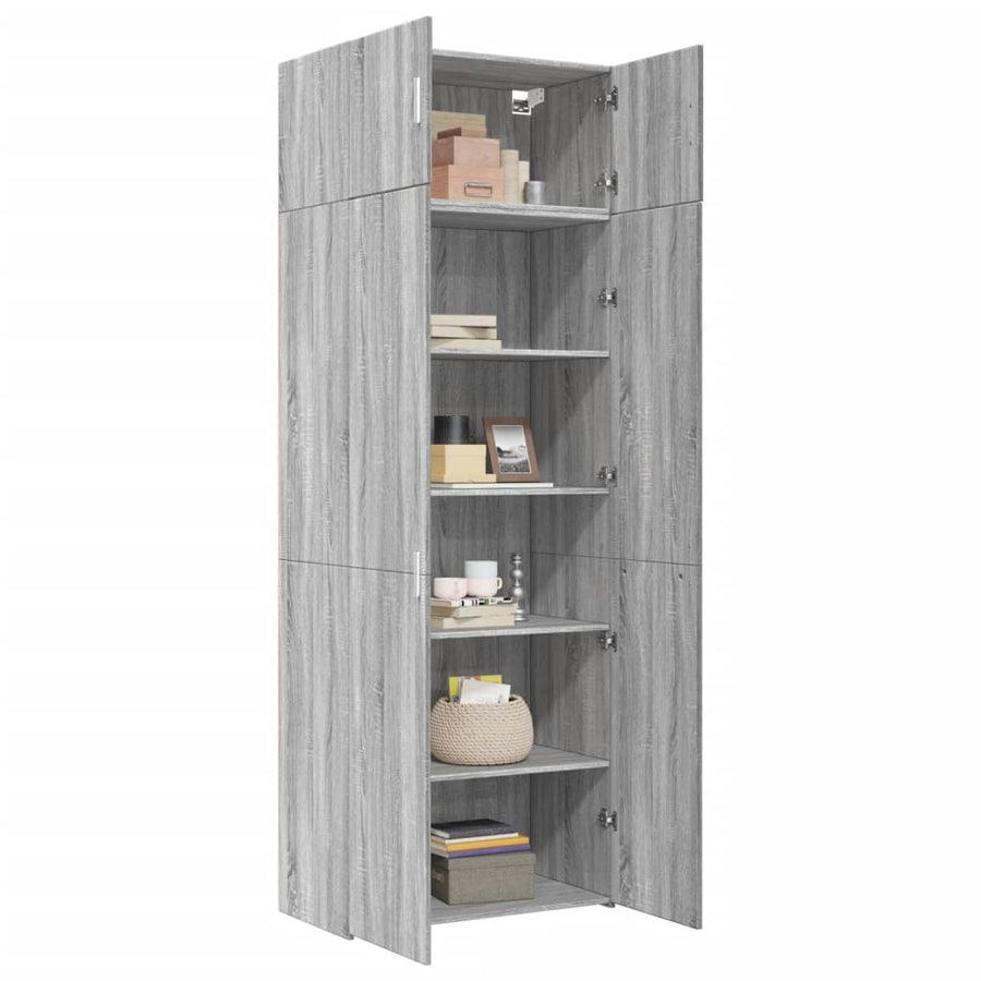 Opbergkast 80X42,5X225 Cm Bewerkt Hout Eikenkleur 1 80 x 42.5 x 225 cm Grijs sonoma