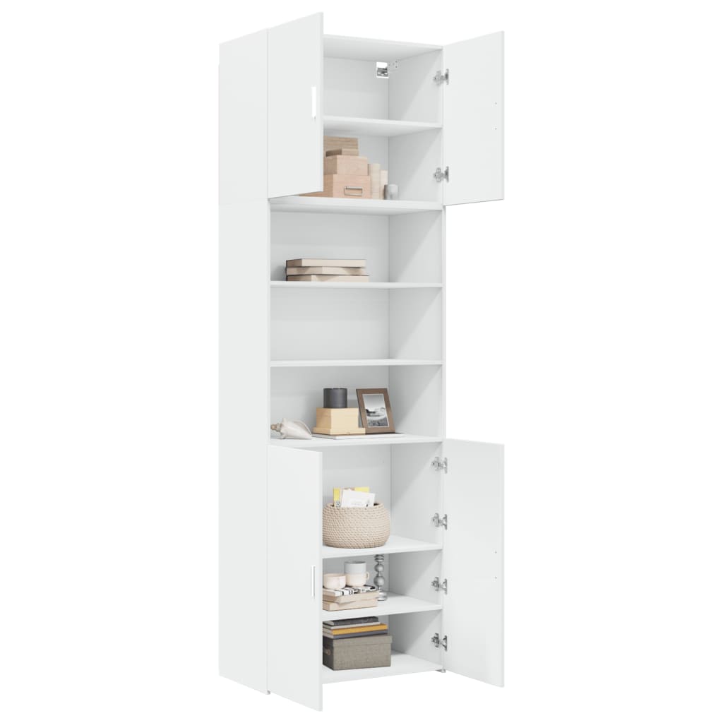 Hoge kast 80x42,5x249 cm bewerkt hout wit