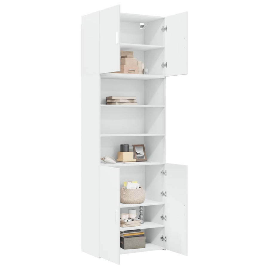 Hoge kast 80x42,5x249 cm bewerkt hout wit