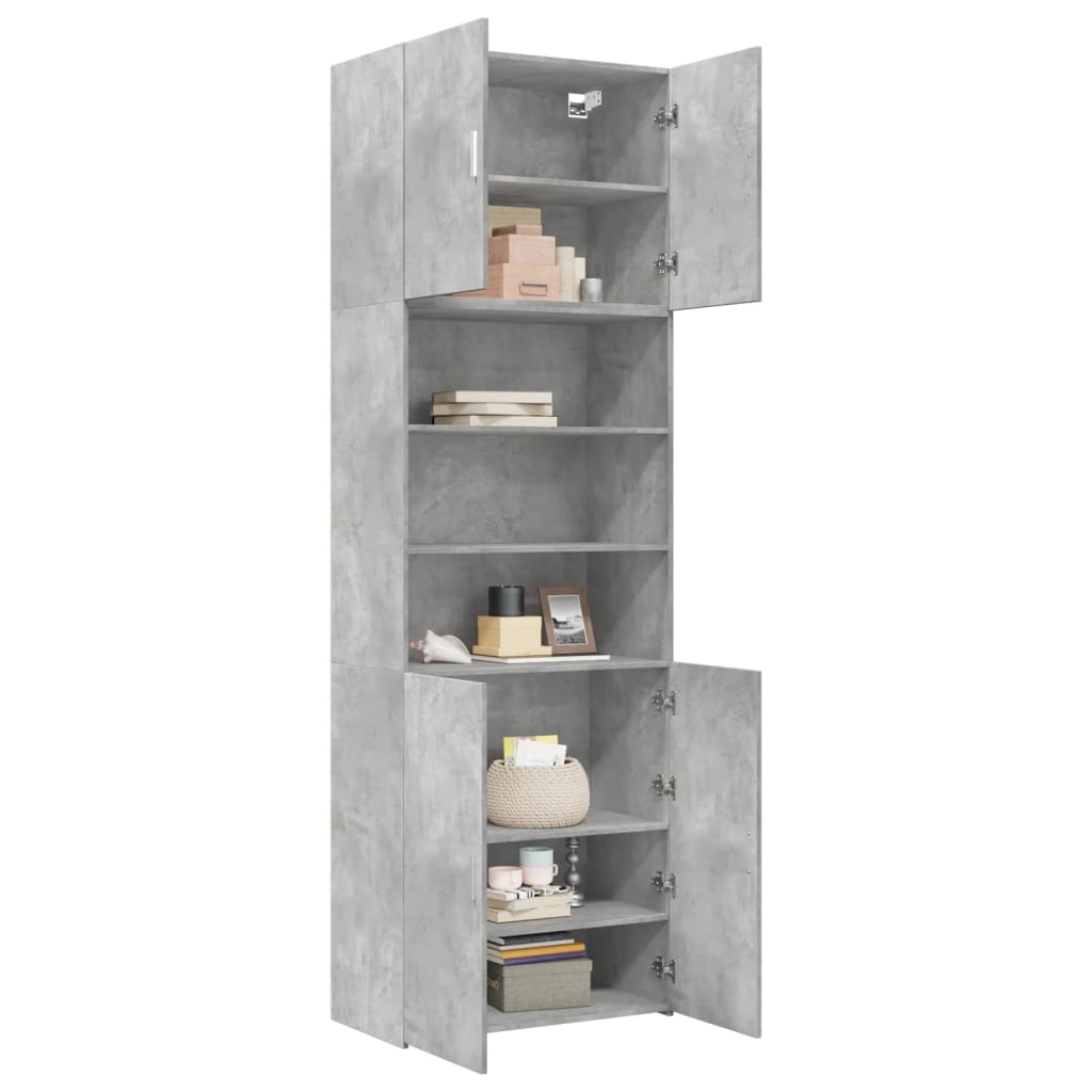 Hoge Kast 80X42,5X249 Cm Bewerkt Hout Betongrijs