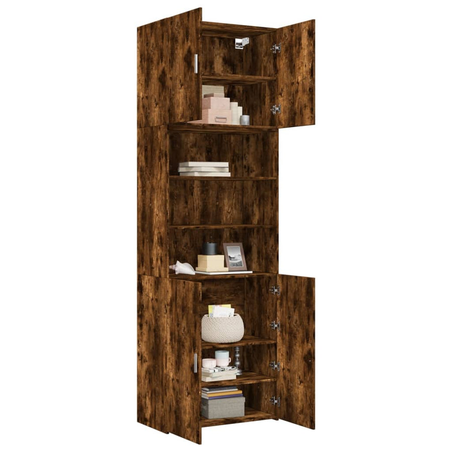Hoge kast 80x42,5x249 cm bewerkt hout gerookt eikenkleurig