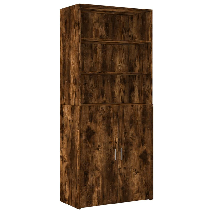 Hoge kast 80x42,5x249 cm bewerkt hout gerookt eikenkleurig