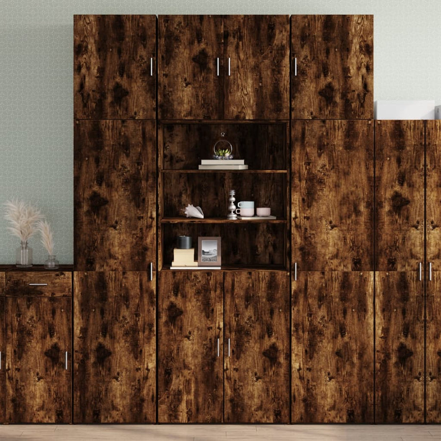 Hoge kast 80x42,5x249 cm bewerkt hout gerookt eikenkleurig