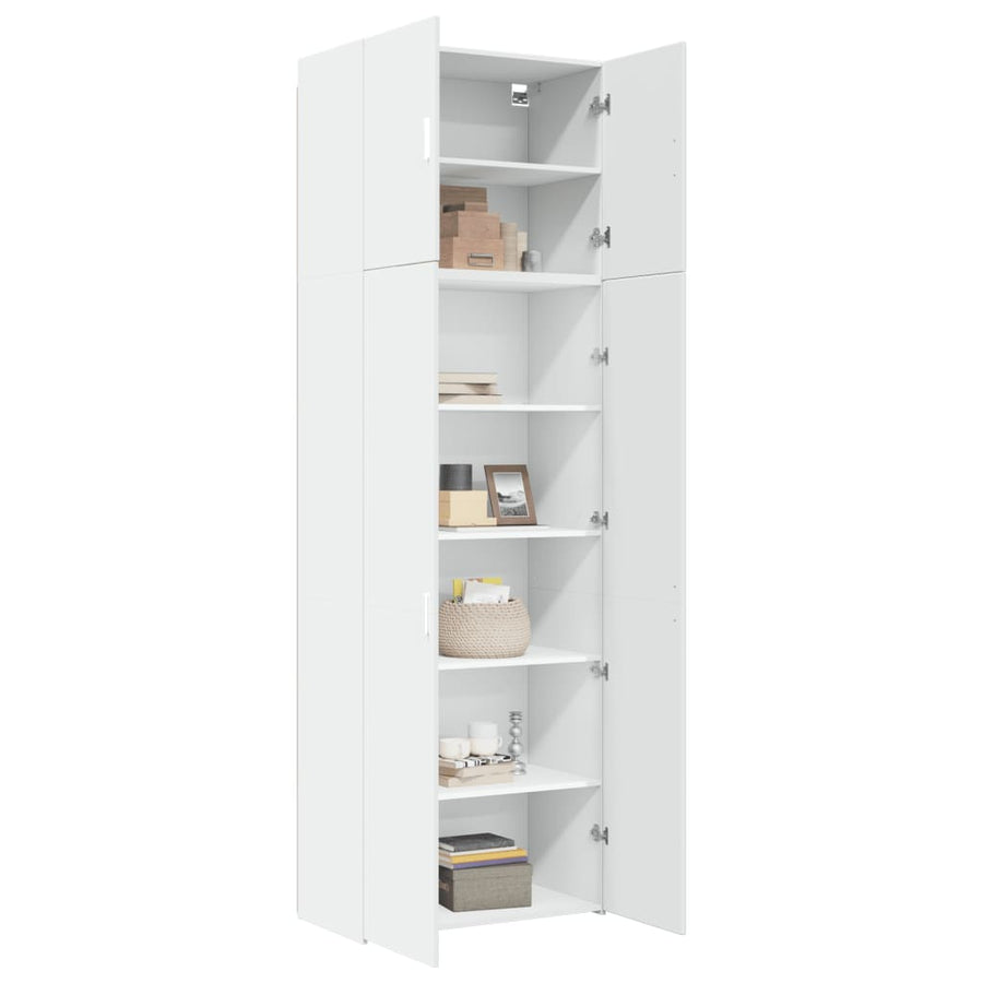 Hoge kast 80x42,5x249 cm bewerkt hout wit