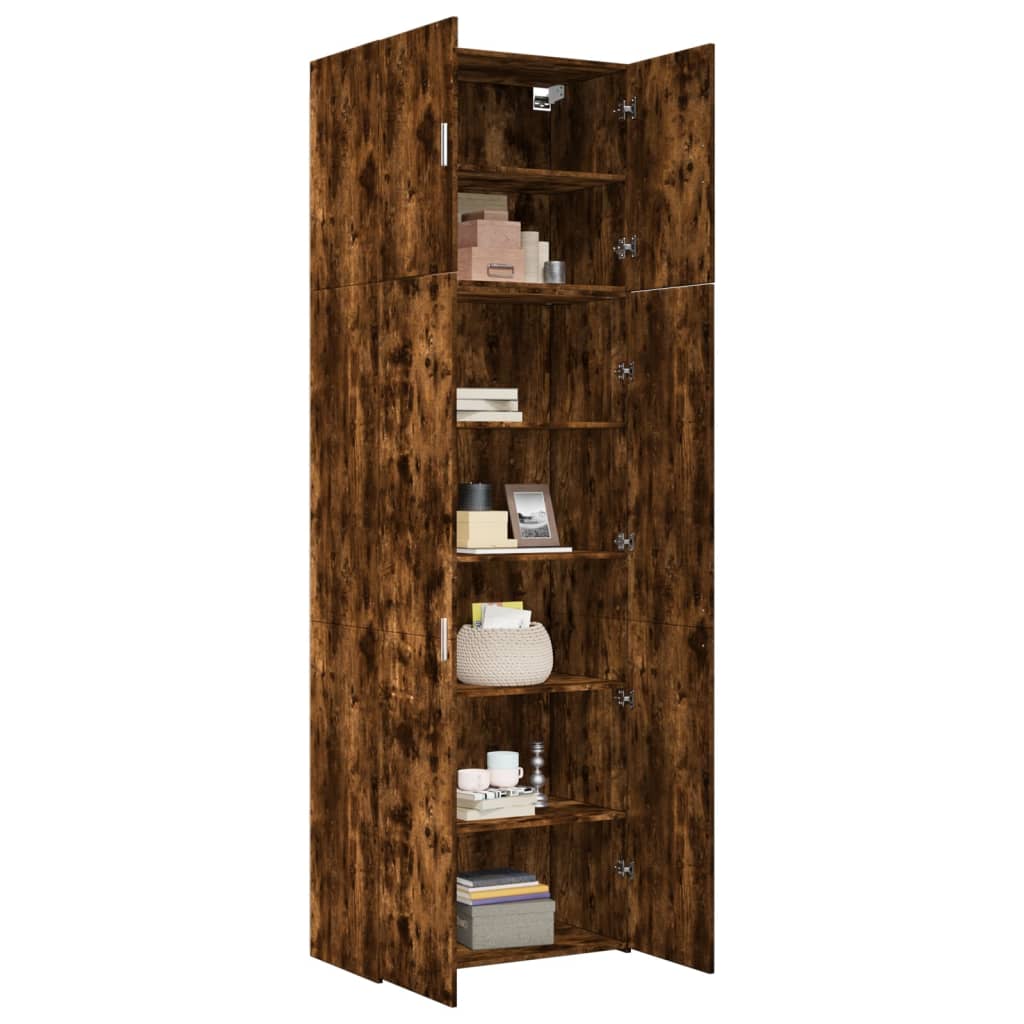 Hoge kast 80x42,5x249 cm bewerkt hout gerookt eikenkleurig